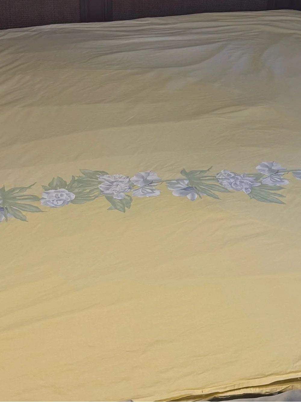 Yves Delorme Queen Duvet Jacinth Yellow Floral Swag Vintage French Cotton EUC